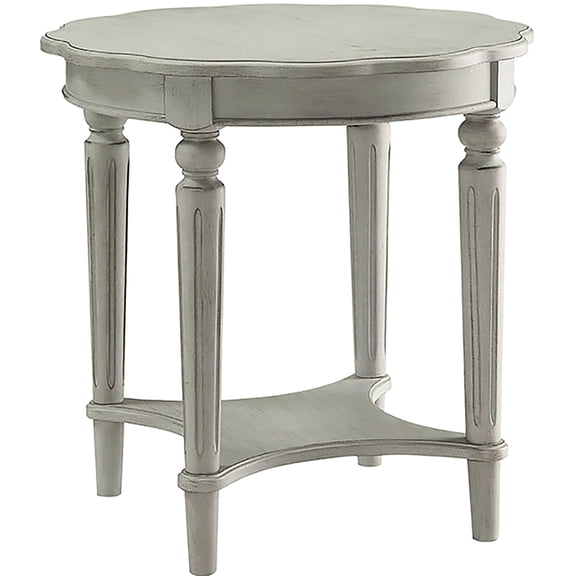 Antique Slate End Table With Bottom Shelf - Bedroom Accent Rustic Style