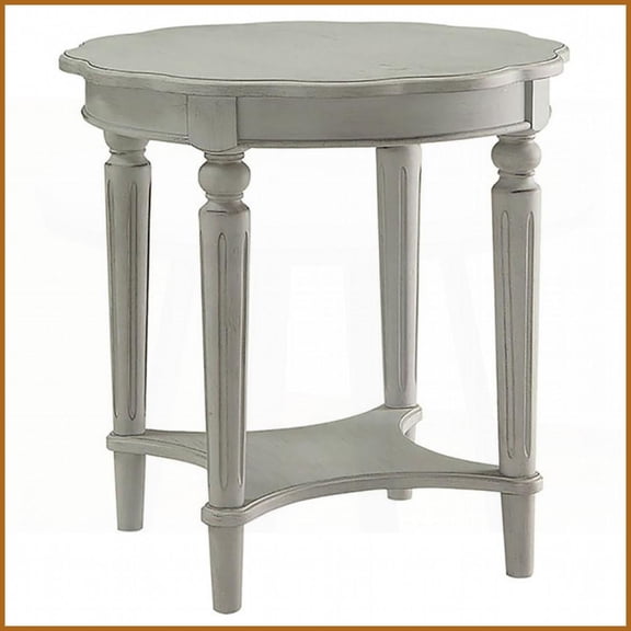 Antique Slate French Design Coffee Table with Solid Wood Legs & Bottom Shelf, Farmhouse Charm for Living Room