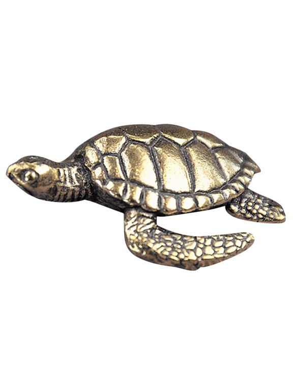 Vintage Brass Turtle Statue with cate Carving Craftsmanship