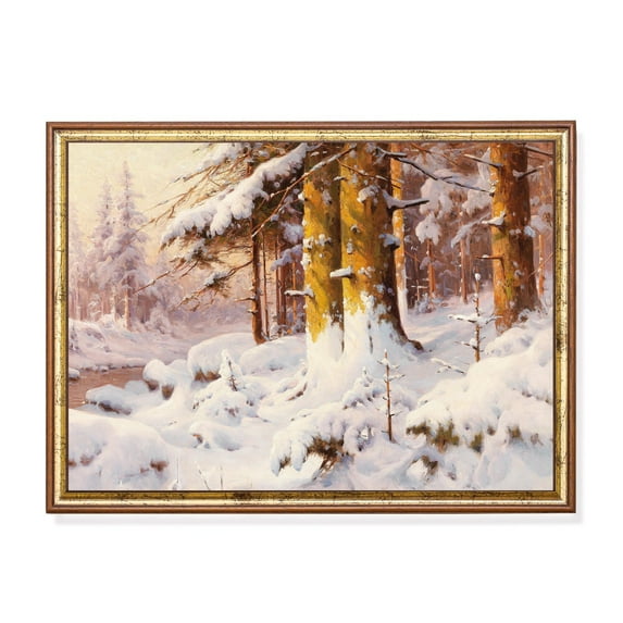 Antique Snowy Forest Poster Vintage Winter Landscape Home Decor, 8x12 UNFRAMED