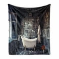thumbnail image 1 of Antique Soft Flannel Fleece Blanket, Bathtub in Old Room Bathroom Fresh Flower Bouquet Vase Victorian Retro Style, Cozy Plush for Indoor and Outdoor Use, 70" x 90", White Brown Grey, by Ambesonne, 1 of 5