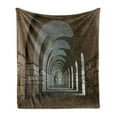 thumbnail image 1 of Antique Soft Flannel Fleece Blanket, Corridor in an Old Fortress Touristic Historical Landmark Medieval Hallway Picture, Cozy Plush for Indoor and Outdoor Use, 70" x 90", Sand Brown, by Ambesonne, 1 of 5
