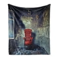 thumbnail image 1 of Antique Soft Flannel Fleece Blanket, Old Armchair in Grunge Retro Interior Damaged Messy Abandoned House Old, Cozy Plush for Indoor and Outdoor Use, 70" x 90", Pale Green Red Black, by Ambesonne, 1 of 5