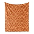 thumbnail image 1 of Antique Soft Flannel Fleece Blanket, Royal Victorian Damask Pattern Baroque Rococo Old Fashioned Traditional Art, Cozy Plush for Indoor and Outdoor Use, 50" x 60", Vermilion Orange, by Ambesonne, 1 of 5