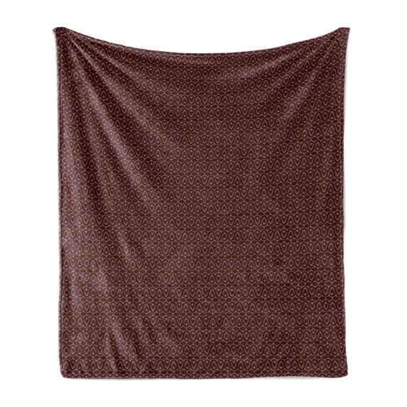 Antique Soft Flannel Fleece Blanket, Vintage Style Laurel Wreath Ornament Floral Damask Baroque Illustration, Cozy Plush for Indoor and Outdoor Use, 60" x 80", Seal Brown and Blush, by Ambesonne