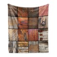 thumbnail image 1 of Antique Soft Flannel Fleece Throw Blanket, Assortment of Different Wooden Architecture Elements Timber Door Key Print, Cozy Plush for Indoor and Outdoor Use, 50" x 60", Chocolate Brown, by Ambesonne, 1 of 6