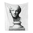 thumbnail image 1 of Antique Soft Flannel Fleece Throw Blanket, Engraved Style Illustration of Art Themed Woman Head Classic, Cozy Plush for Indoor and Outdoor Use, 50" x 60", Charcoal Grey and White, by Ambesonne, 1 of 5