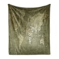 thumbnail image 1 of Antique Soft Flannel Fleece Throw Blanket, Old World Map Texture Nostalgic Plan Atlas Trace of Life, Cozy Plush for Indoor and Outdoor Use, 60" x 80", Army Green, by Ambesonne, 1 of 6