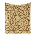thumbnail image 1 of Antique Soft Flannel Fleece Throw Blanket, Star Shapes on Retro Design with Fractures Classic Eastern Building, Cozy Plush for Indoor and Outdoor Use, 50" x 70", Cream Brown, by Ambesonne, 1 of 6