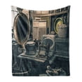thumbnail image 1 of Antique Soft Flannel Fleece Throw Blanket, Antique Store Inventory Old Gramophone Sewing Machine Other Early 20 Century Stuff, Cozy Plush for Indoor and Outdoor Use, 60" x 80", Sepia, by Ambesonne, 1 of 5