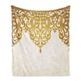 thumbnail image 1 of Antique Soft Flannel Fleece Throw Blanket, Victorian Style Medieval Motifs Classic Baroque Oriental Shapes Print, Cozy Plush for Indoor and Outdoor Use, 50" x 70", Pale Brown Cream, by Ambesonne, 1 of 5
