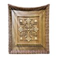 thumbnail image 1 of Antique Soft Flannel Fleece Throw Blanket, Wooden Art Frame View Retro Design Lover Classic Carving-like Royal Motif, Cozy Plush for Indoor and Outdoor Use, 70" x 90", Khaki and Brown, by Ambesonne, 1 of 5