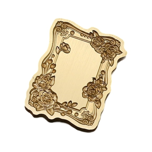 Antique Solid Brass Wax Seal Stamp Head Engraved Embossing Tool Seal Flower Frame for Handmade Letters Gift Wrapping