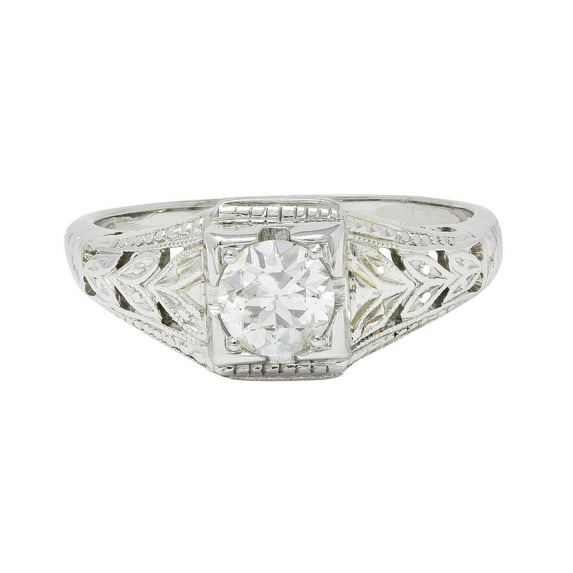 Antique Solitaire Diamond Engagement Ring, Cluster Filigree Ring, Vintage Art Deco Diamond Wedding Ring, 925 Sterling Silver, 1.5 Ct Simulated Diamond, Anniversary Gift Ring For Wife