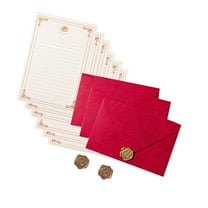 Antique Stationery Paper and Envelopes Set with 6 Lined Stationery Paper Letter 3 Envelopes 3 Seal Stamp Sticker