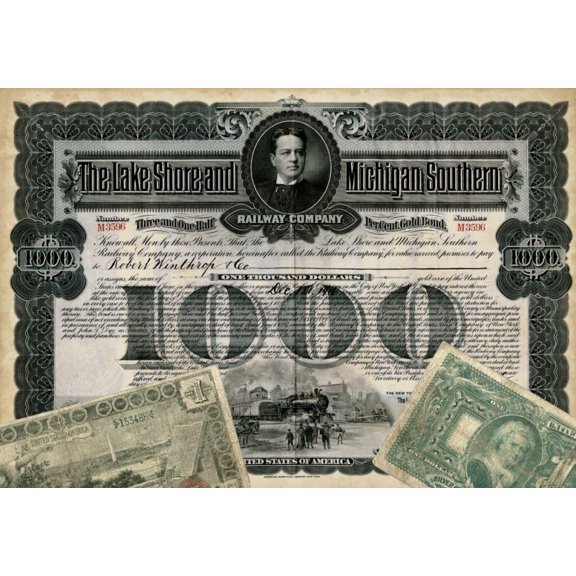Antique Stock Certificate II Poster Print - Studio Vision (36 x 24)