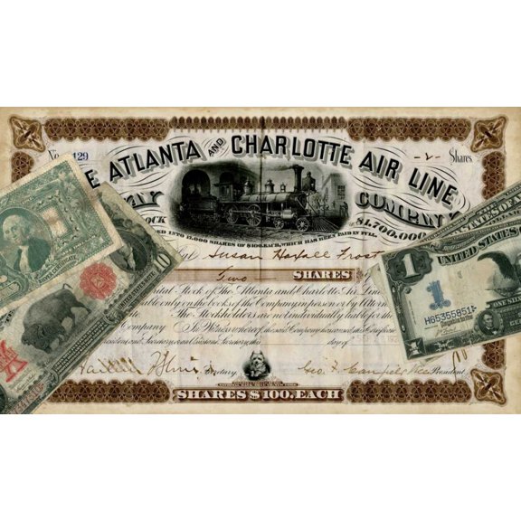Antique Stock Certificate IV Poster Print - Studio Vision (36 x 21)