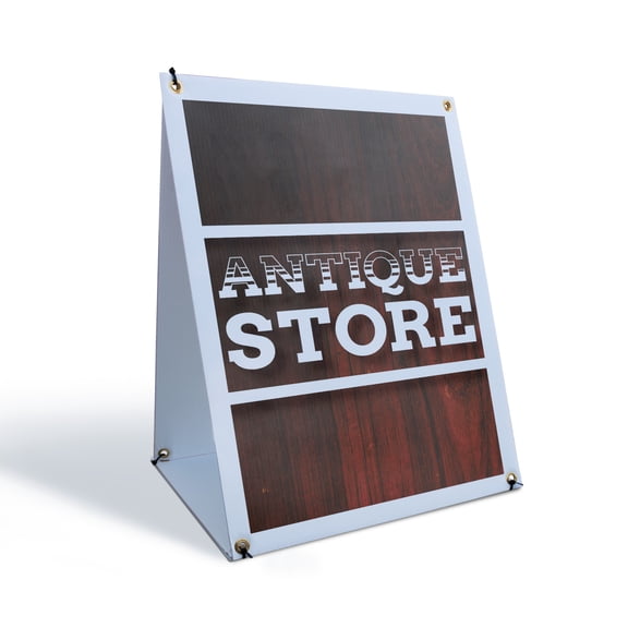 Antique Store Sidewalk Sign 18 Inch x 24 Inch A-Frame Images On Both Sides | Vintage Goods, Collectibles, Home Decor Shopping | Made in USA
