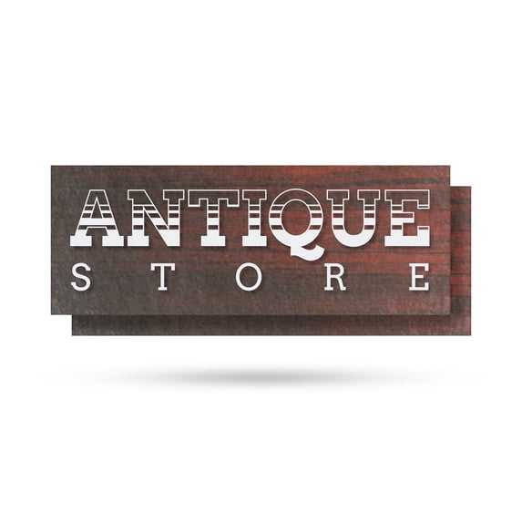 Antique Store Vinyl Decal 2 Pack of 12 Inch x 5 Inch Weatherproof Heavy-Duty Adhesive Backing | Vintage Goods, Collectibles, Home Decor Shopping | Made in USA