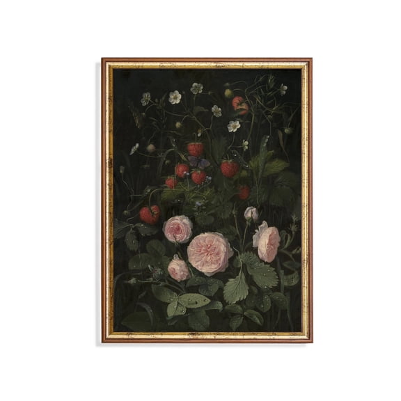 Antique Strawberries and Roses Still Life Poster Decor For Living Room Bedroom, Size 12x18 UNFFRAMED F03.1.7l1300