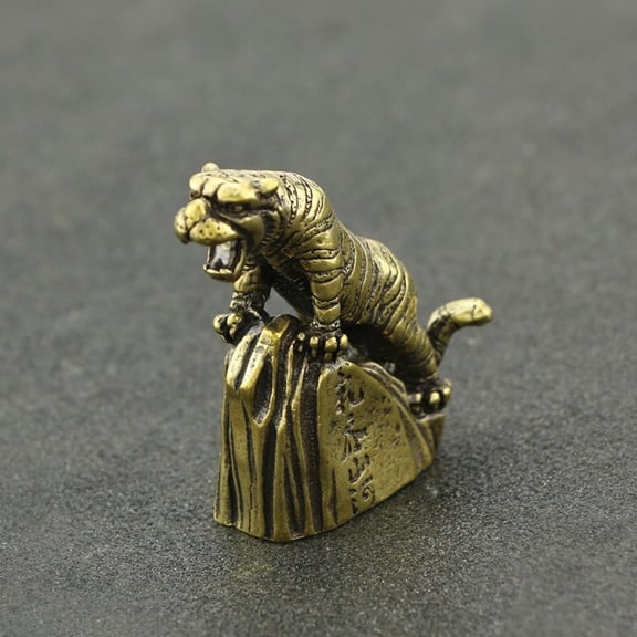 Antique Style Brass Tiger Paperweight Chinese Sculpture Collectible Figurine Home Office Desk Ornament Vintage Decor