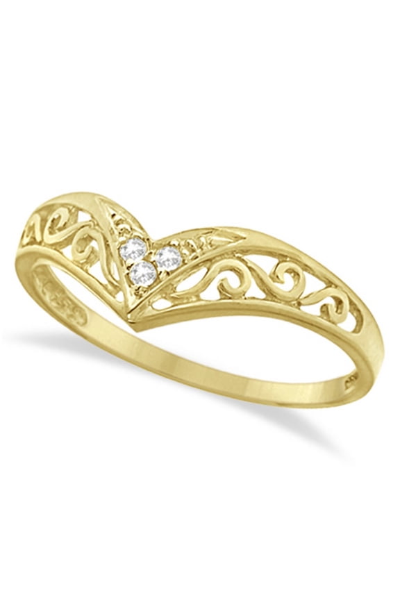 Antique Style Chevron Diamond Ring 14k Yellow Gold (0.05ct)