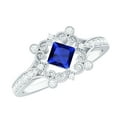 thumbnail image 1 of Rosec Jewels Vintage Style Lab Grown Blue Sapphire Engagement Ring - AAAA Grade - Blue Sapphire Diamond Ring - with Jewelry Box, 14K White Gold, US 13.00, 1 of 9