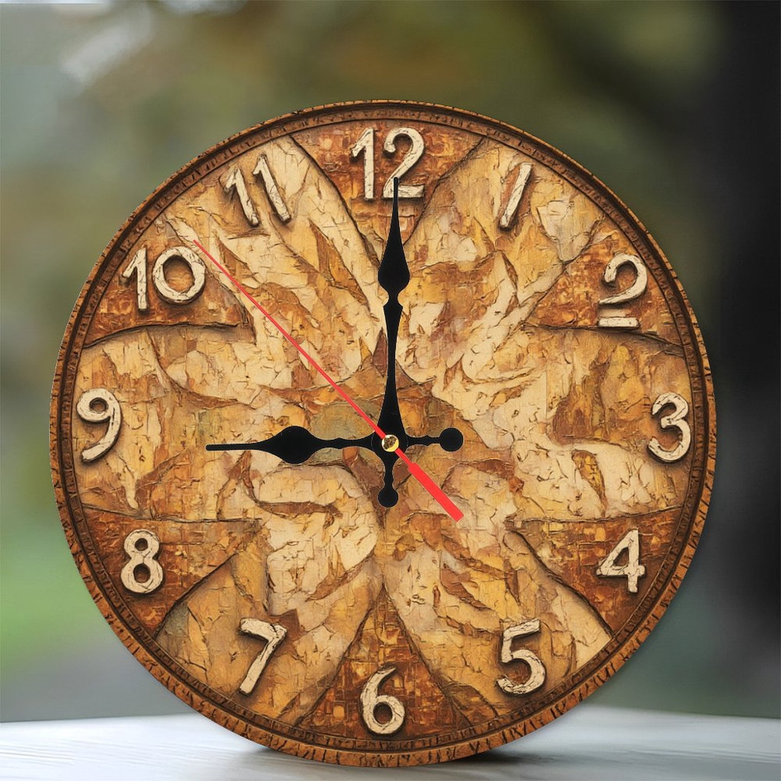 Antique Style Floral Wall Clock Home Decor 10-Inch Silent Wooden Wall ...