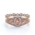 thumbnail image 1 of Antique Style Gorgeous Art Deco 1.75 Carat Round Cut Morganite And Diamond Moissanite Unique Engagement Ring, Vintage Look Wedding Ring In 10K Solid Rose Gold, Promise Ring, Bridal Rings Set, 1 of 3