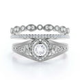 thumbnail image 1 of Antique Style Gorgeous Art deco 2.25 Carat Round Cut Diamond Moissanite Unique Engagement Ring, Vintage Look Wedding Ring in 10k Solid White Gold, Gift For Her, Promise Ring, Trio Rings Set, 1 of 3
