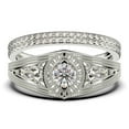thumbnail image 1 of Antique Style Gorgeous Art deco 2.25 Carat Round Cut Diamond Moissanite Unique Engagement Ring, Vintage Look Wedding Ring in 10k Solid White Gold, Promise Ring, Trio Rings Set, 1 of 4