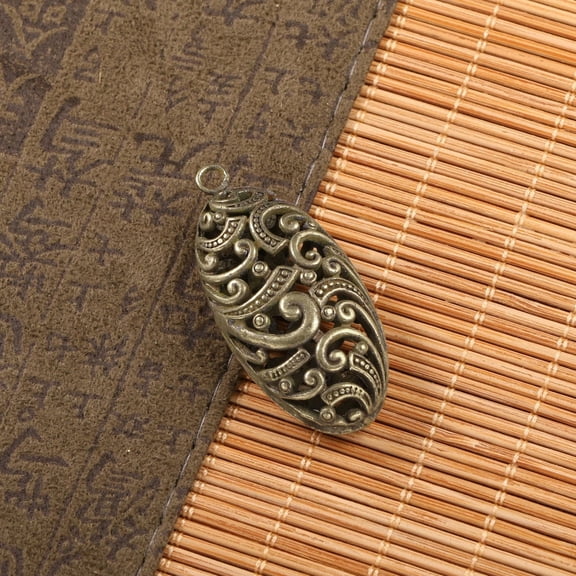 Antique Style Hollow Oval Pendant Solid Brass Vintage Look Necklace Charm Jewelry Making Supply Accessory