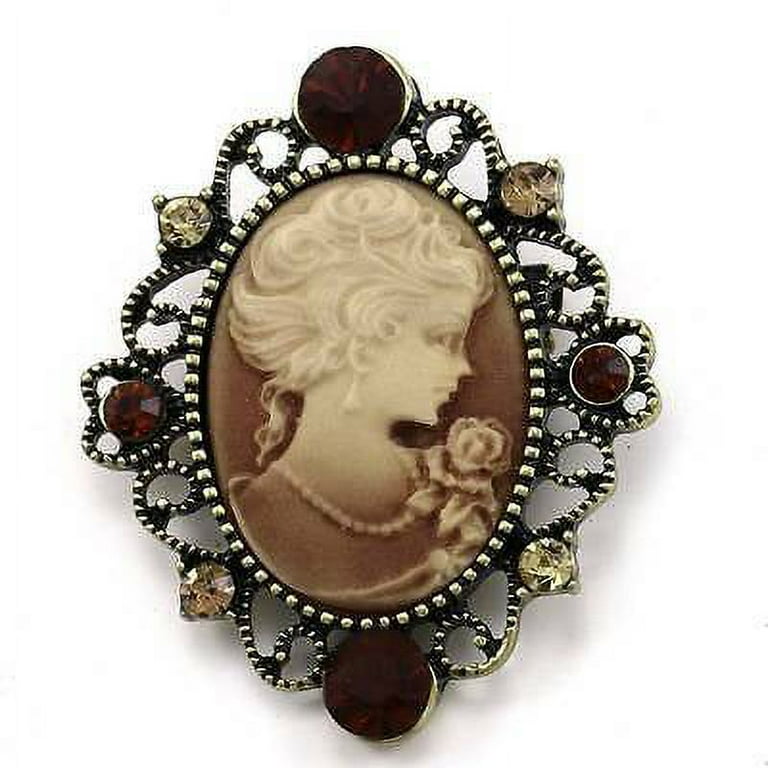 Brown cameo brooch deals