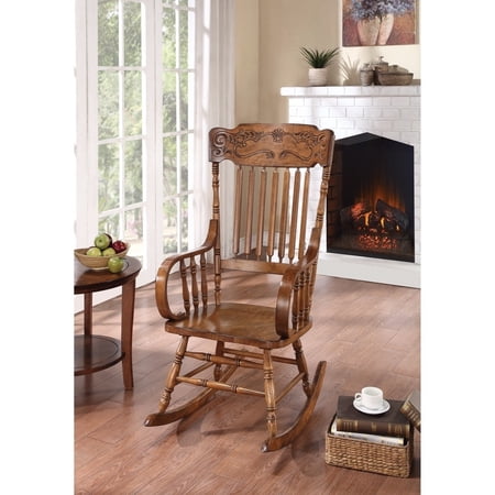 Coaster Antique Style Rocking Chair, Warm Brown- Saltoro Sherpi