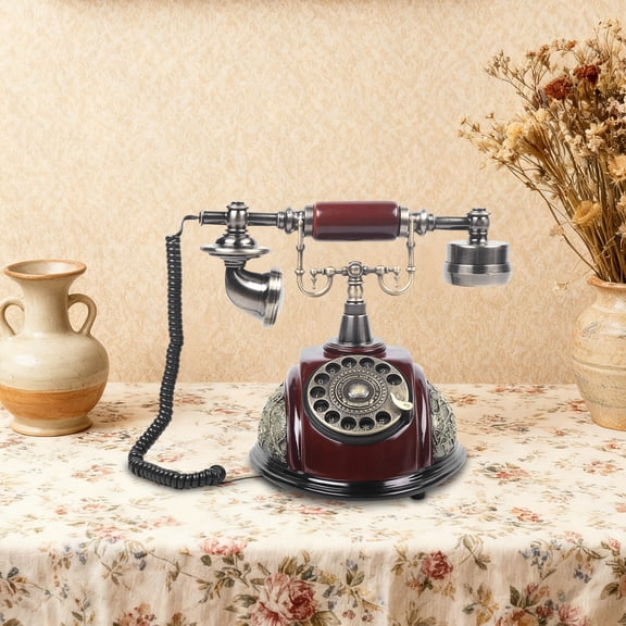 Antique Style Rotary Phone, Premium Zinc Alloy Handle, High-Quality Electroplating, Modern Features with Caller ID, Push-to-Talk, and Anti-Theft Protection