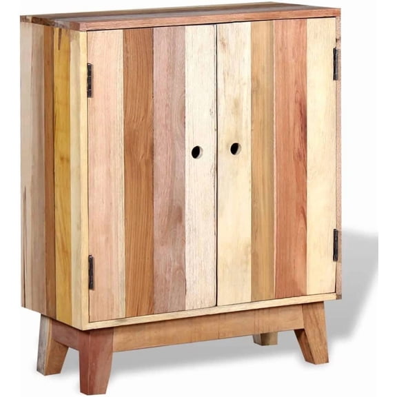 Antique-Style Solid Reclaimed Wood Sideboard with 2 Doors and 2 Shelves, Storage Cabinet for Living Room, Bedroom, or Entryway, Handmade Retro Cupboard
