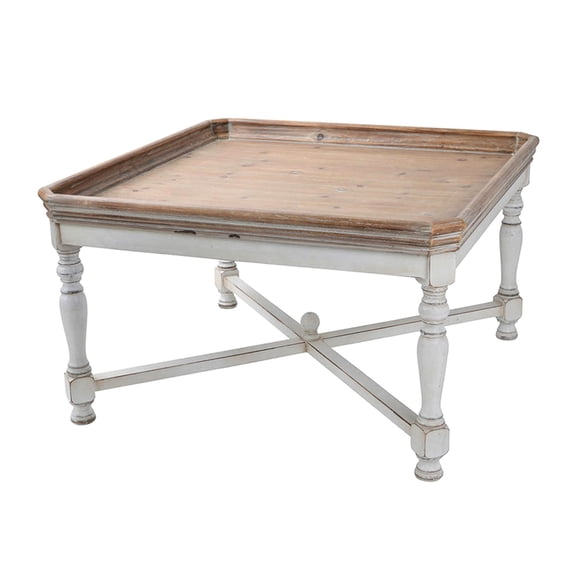 Antique Style White Coffee Table, 33x33x19" / Versatile for Living Areas