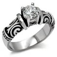 thumbnail image 1 of Antique Style Women's 5x5mm Round CZ Stainless Steel Wedding Bridal Ring - Size 10, 1 of 3