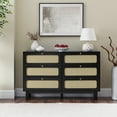 thumbnail image 1 of Antique Style Wooden Bedroom Dresser TV Cabinet, Six-Drawer, MDF+Solid Wood, 52.4x15.75x32.76, 1 of 13