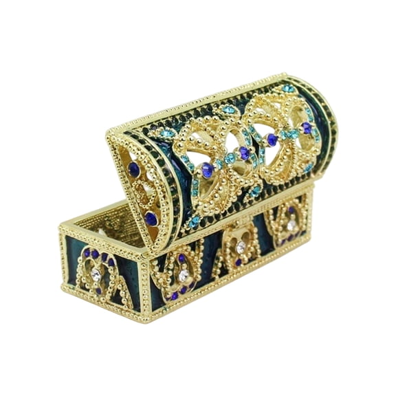 Antique Styles Alloy Storage Box with Colorful Enameled Flowers and Crystals Decorations