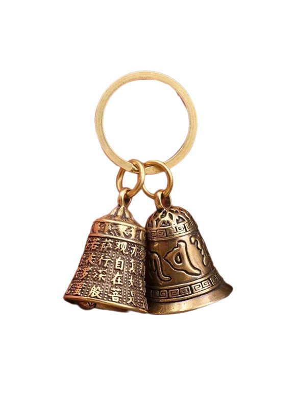 Antique Styles Copper Feng Shui Bells Keyring With Sound For Purse Backpack Decorative Cultural Ornament