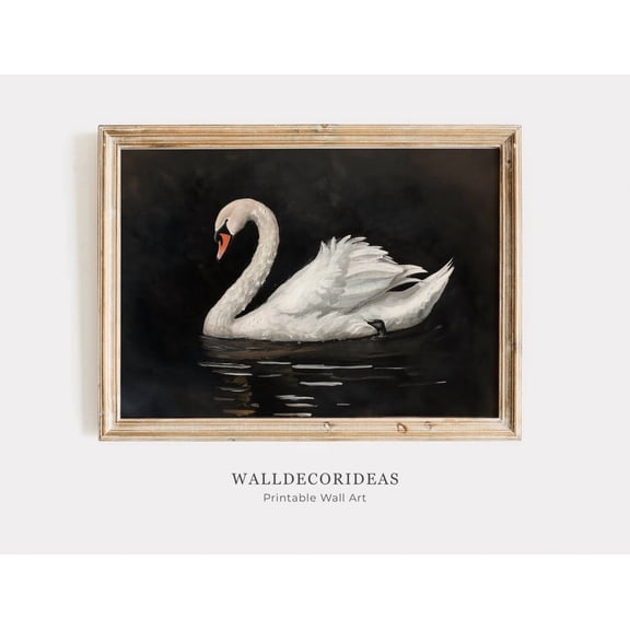 Antique Swan Neutral Wall Art Farmhouse Nursery Decor Minimalist Vintage Print Unframed Paper Print