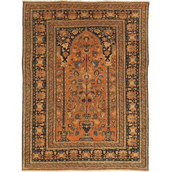 Antique Tabriz Collection Rust Lamb's Wool Area Rug- 4' 5' X 6' 0'
