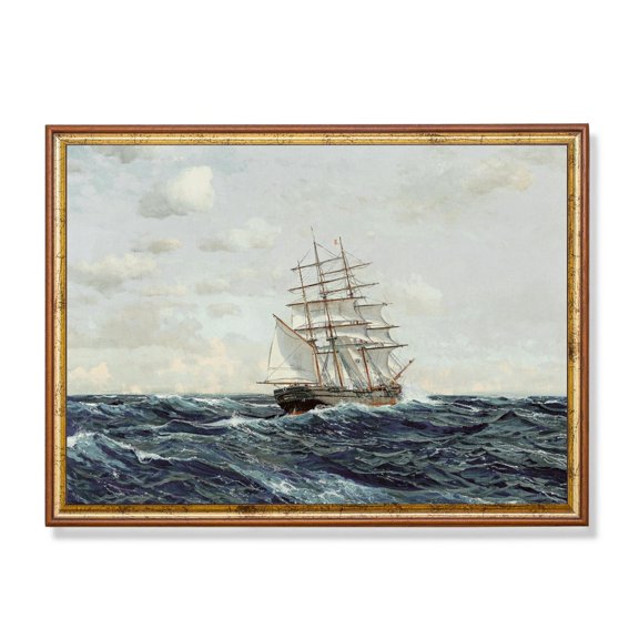 Antique Tall Ship Art Print, Unframed Paper Poster 8x10in