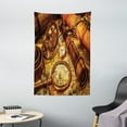 thumbnail image 1 of Antique Tapestry, Magnifying Glass Compass Telescope and Pocket Watch on an Old Map Nautical, Wall Hanging for Bedroom Living Room Dorm Decor, 40W X 60L Inches, Orange Brown Yellow, by Ambesonne, 1 of 2