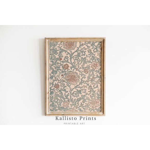Antique Tapestry Wall Art Antique Flower Pattern Print Poster Wall Art, Pastel Botanical Wall Art, Antique Style Cottagecore Print Poster 124, Size 16x24 UNFFRAMED F03.1.6l1936