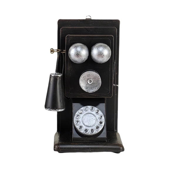Antique Telephone Figurine Nostalgics Rotary Phone Model Home Decoration Accent
