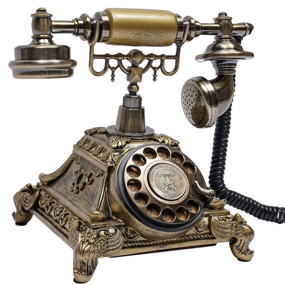 Antique Telephone for Landline, Old Fashion Handset Dial Phone for Home Decor