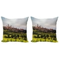 thumbnail image 1 of Ambesonne Antique Throw Pillow Cover 2 Pack, Medieval City in Italy, 20", Green Coral Dust, 1 of 5