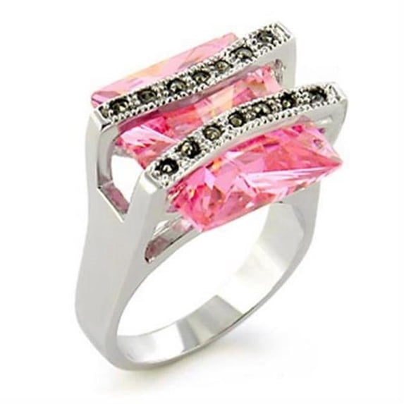 Antique Tone 925 Sterling Silver Ring with AAA Grade CZ, Rose - Size 5